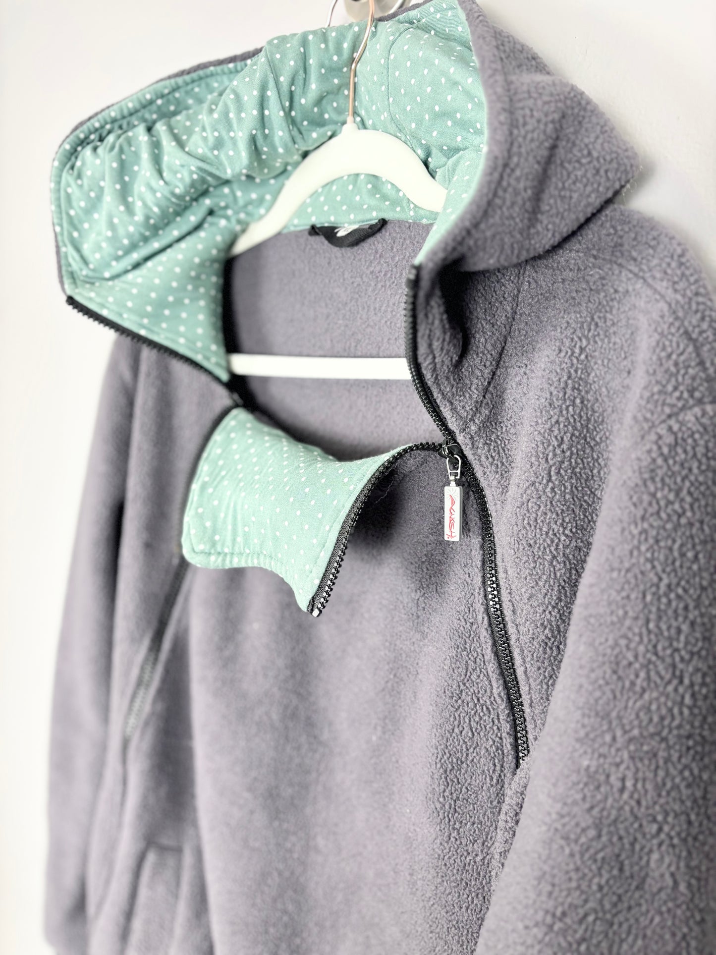 XL - Dark Grey & Teal Baby Wearing Sweater w/Maternity Insert