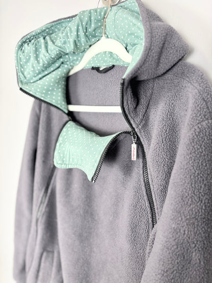 XL - Dark Grey & Teal Baby Wearing Sweater w/Maternity Insert