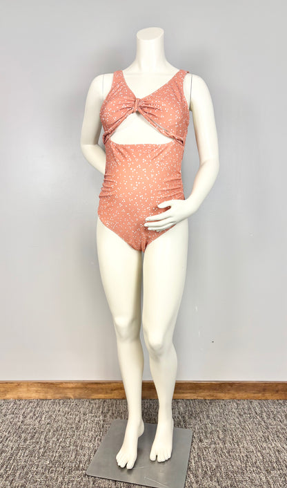 L - Burnt Orange Polka Dot One-Piece Swimsuit