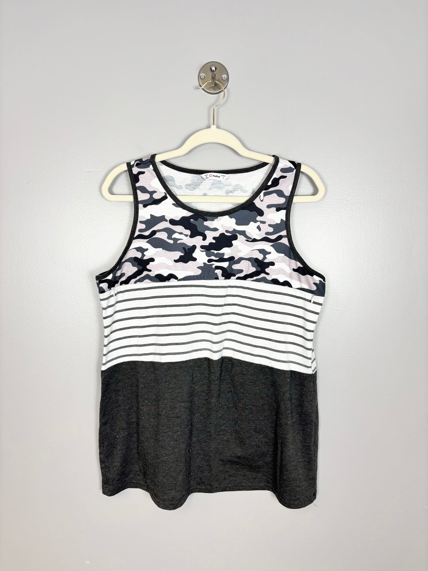 L - PatPat Camo & Stripes Nursing Tank