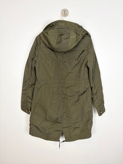 S - Thyme Dark Olive & Rose Gold Maternity Coat