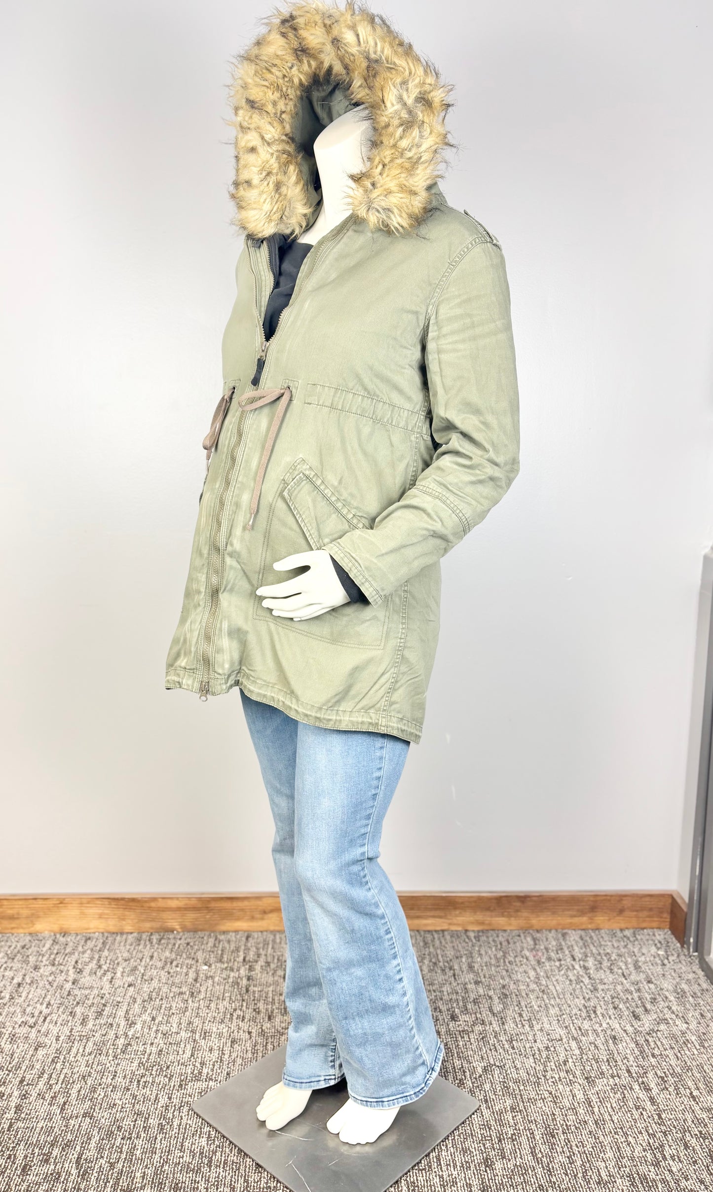 M - Thyme Olive Green Cargo Coat w/Insert