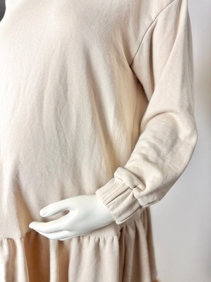 M - H & M Mama Cream Ruffle-Hem Sweatshirt Dress