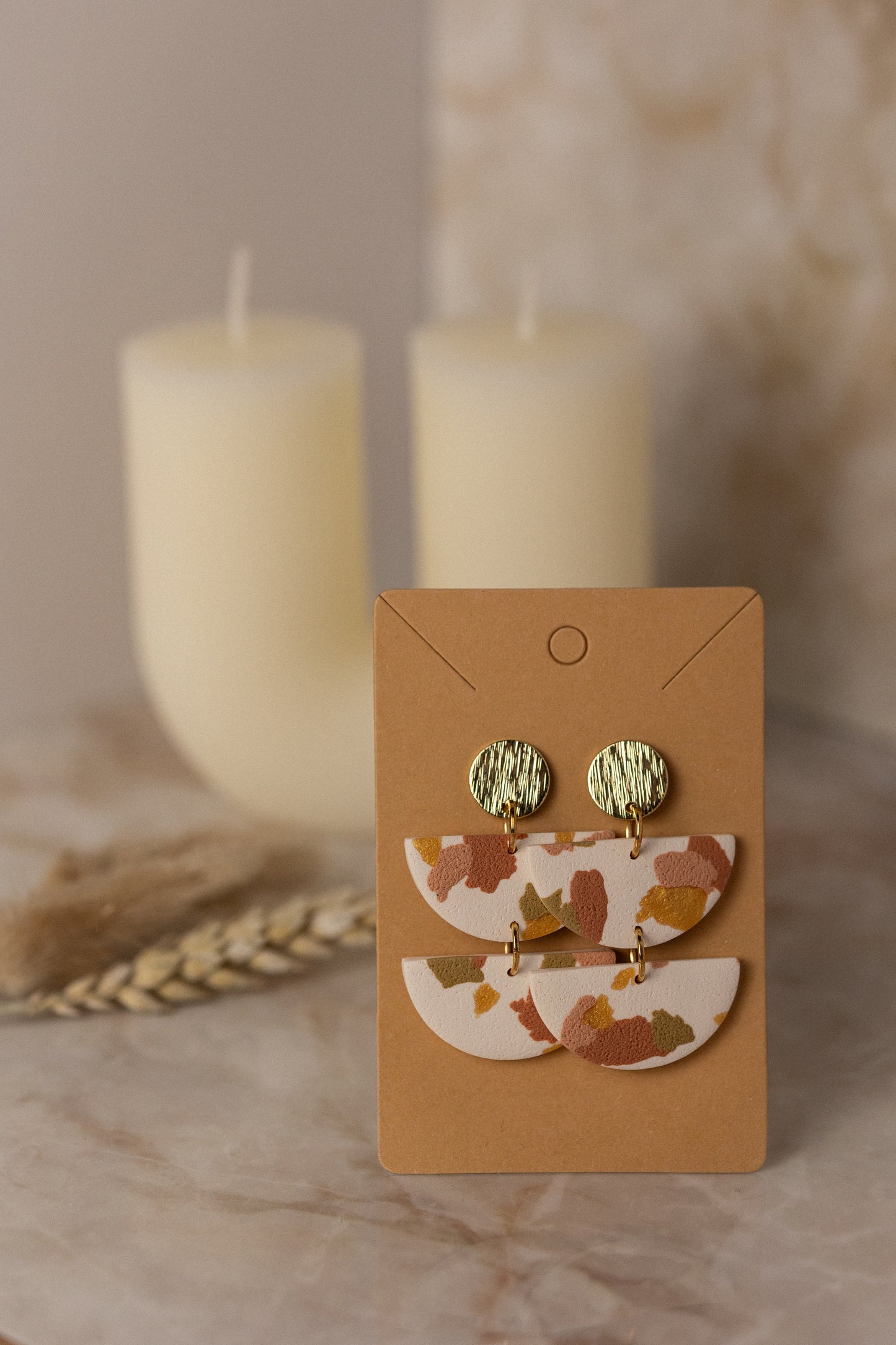 Prairie Rose Clay -  Terrazo Tiered Earrings w/Gold