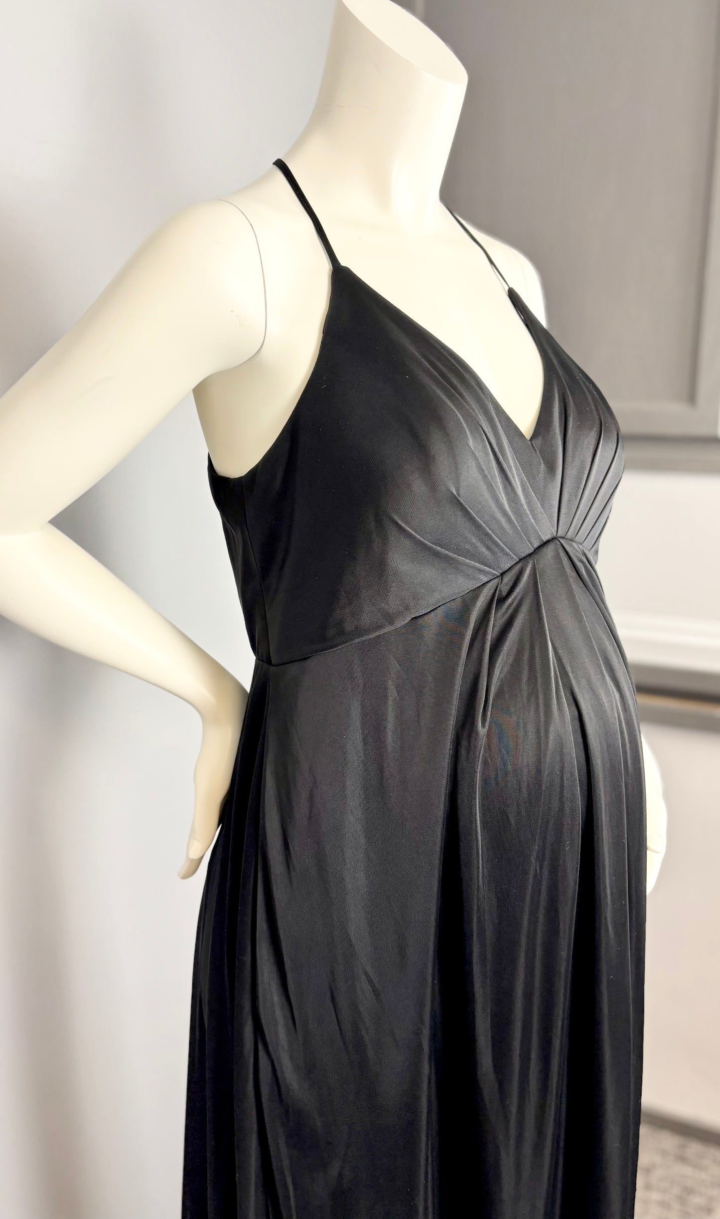 L - Azazi Black Chiffon Floor-Length Gown