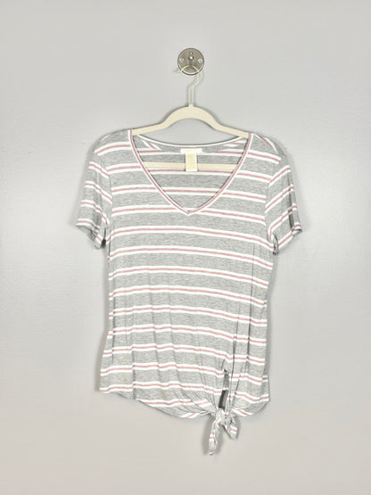 S - Matty M Striped Tie-Front Tee