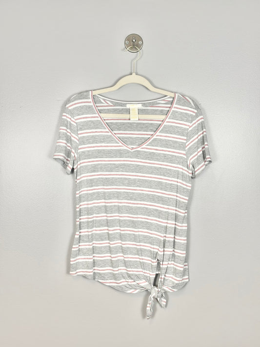 S - Matty M Striped Tie-Front Tee