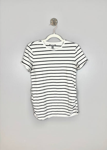 S - Thyme Black & White Striped Fitted Shirt