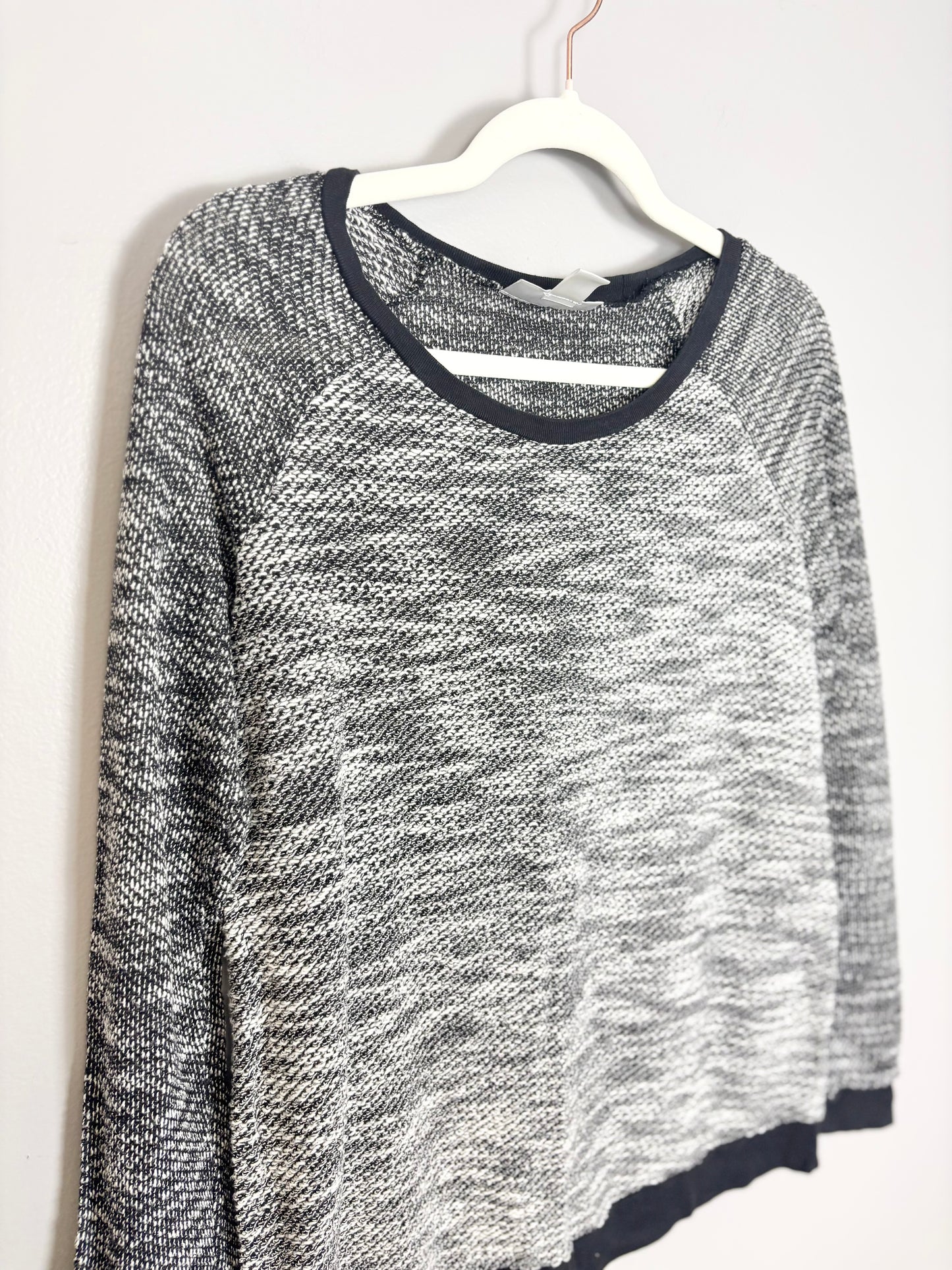S - Motherhood Black Variegated Contrast Cuff Sweater