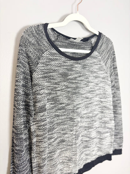 S - Motherhood Black Variegated Contrast Cuff Sweater