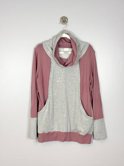 XL - Holler Creations Pink Stars Cowl-Neck Nursing Sweatshirt