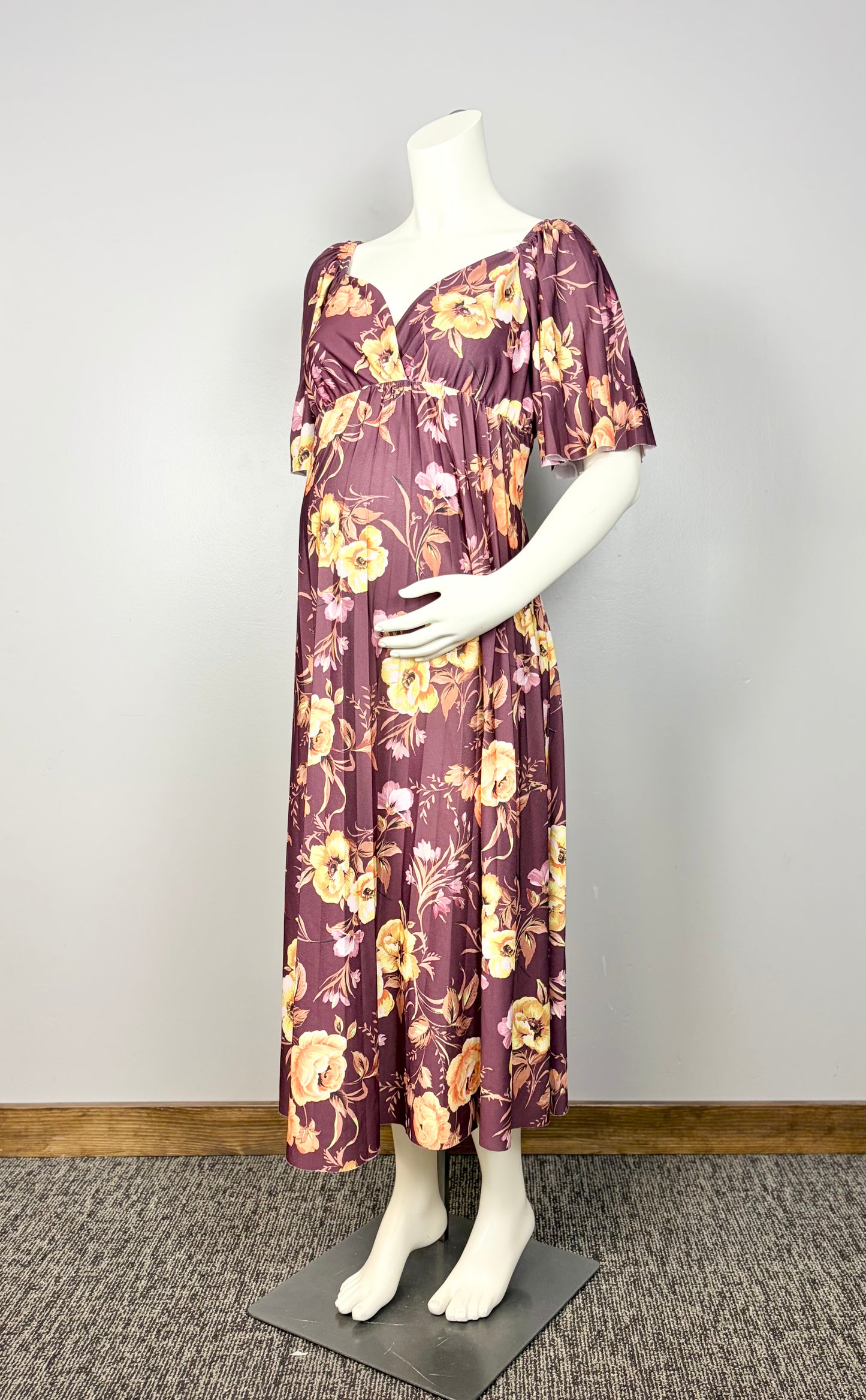 XL/14 - ASOS Burgundy Floral Twist Back Dress
