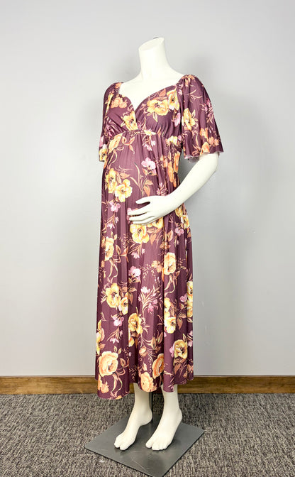 XL/14 - ASOS Burgundy Floral Twist Back Dress