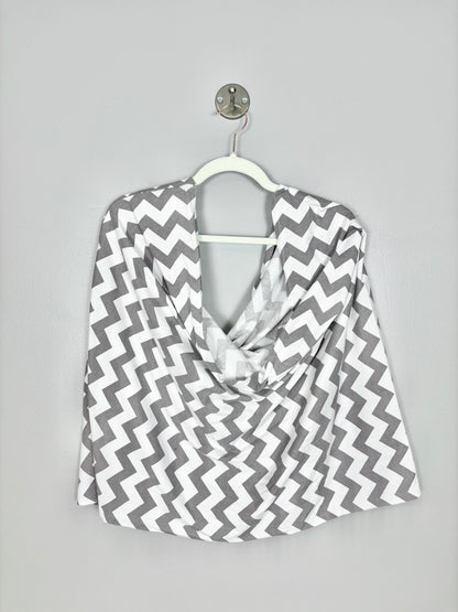 One Size - White & Grey Chevron Nursing Cover