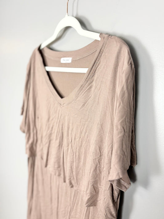 XXL - Bearsland Taupe Short Sleeve Nursing Shirt