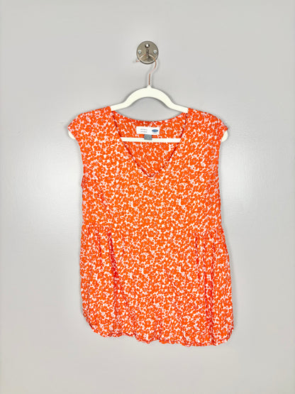 M - Old Navy Red Floral Sleeveless Blouse