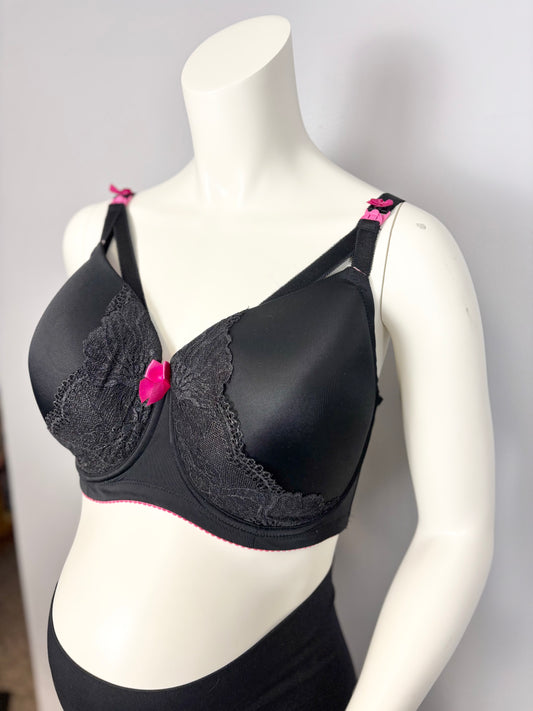 Size 38I/XXL - You! Lingerie Black Satin Bra