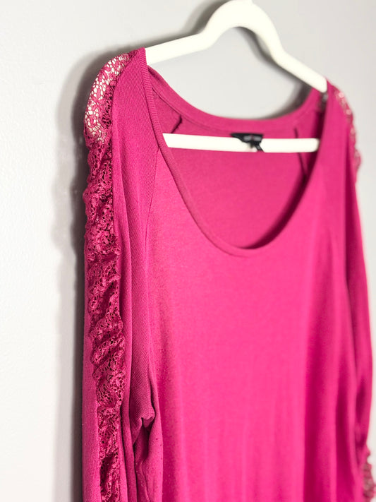 XL - Stork & Babe Pink Lace Light Sweater