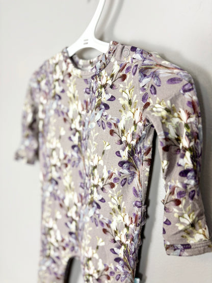 S - Posh Peanut Bamboo Florals Nightgown & Matching 0-3 Month Ruffled Rump Infant Sleeper