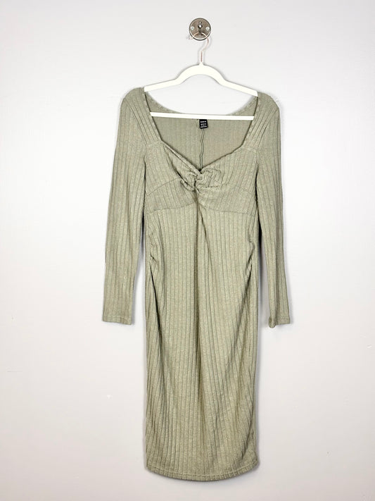 M - SHEIN Olive Green Soft-Ribbed Dress