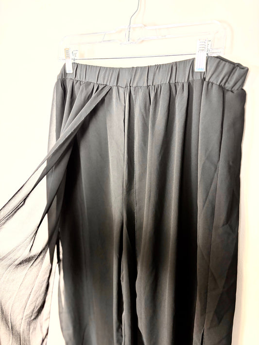S - SHEIN Black Sheer Panel Dress Pant