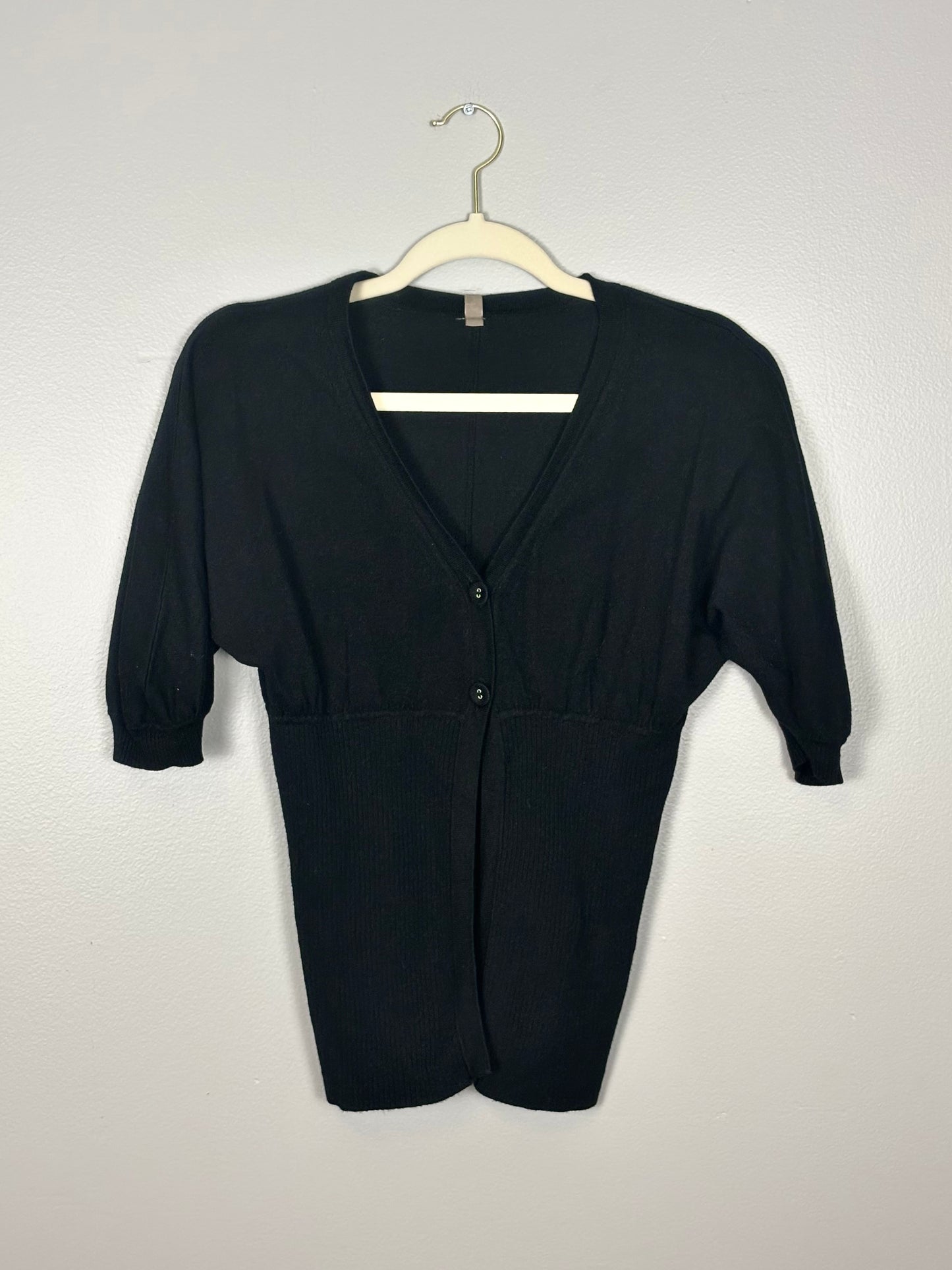 S - Thyme Black 3/4 Sleeve Cardigan