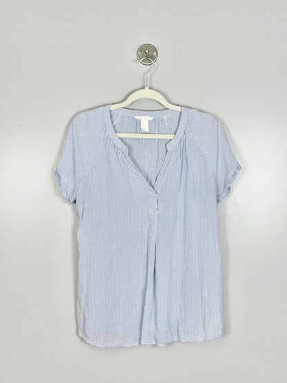 M - Thyme Blue & White Striped Blouse