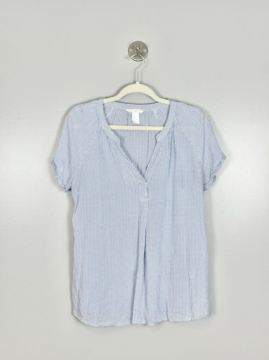 M - Thyme Blue & White Striped Blouse