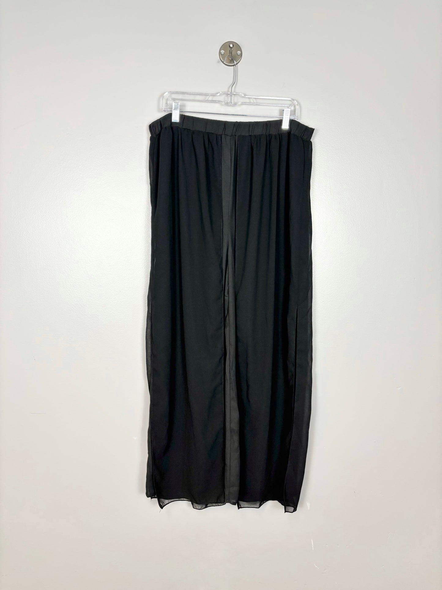 S - SHEIN Black Sheer Panel Dress Pant