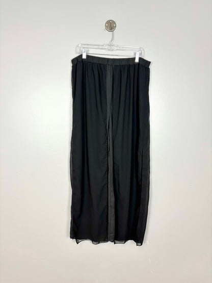 S - SHEIN Black Sheer Panel Dress Pant