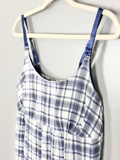 S - Thyme Blue Plaid Nursing Camisole