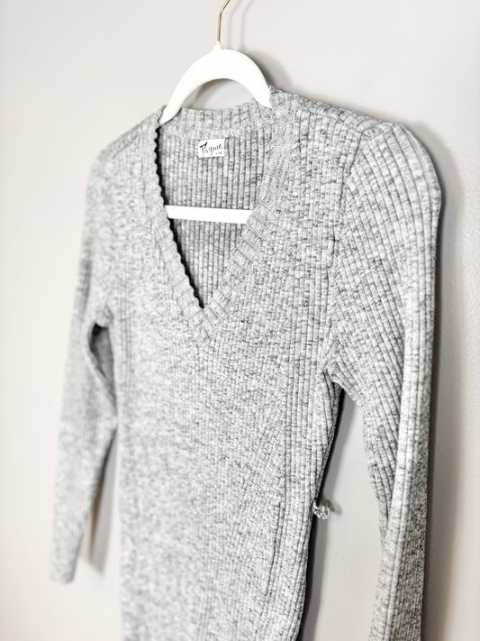 XL - Thyme Ribbed Long Sweater