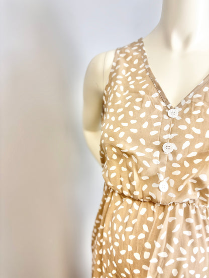 S - SHEIN Tan Abstract Dots Dress
