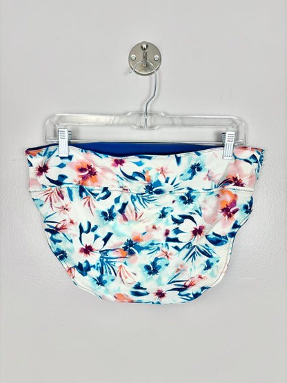 M - Blue Floral High Waist Swim Bottoms