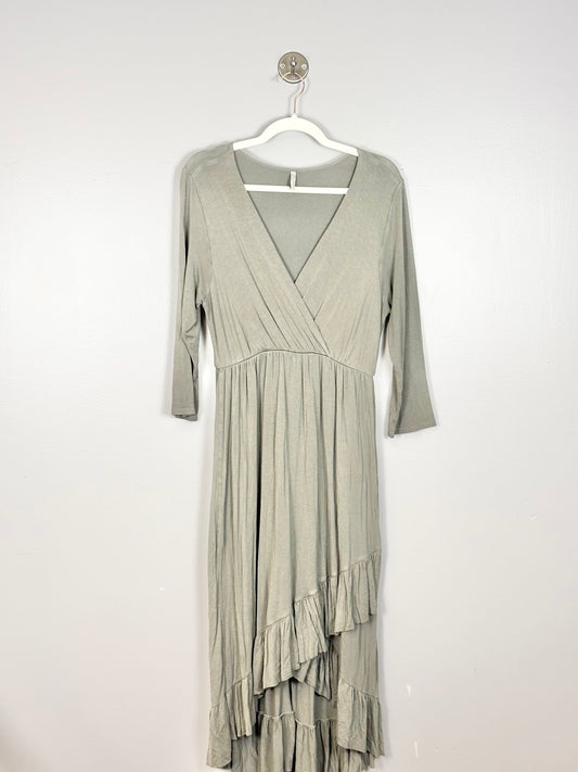 XL - Mother Bee Sage Green Ruffle Maxi Dress