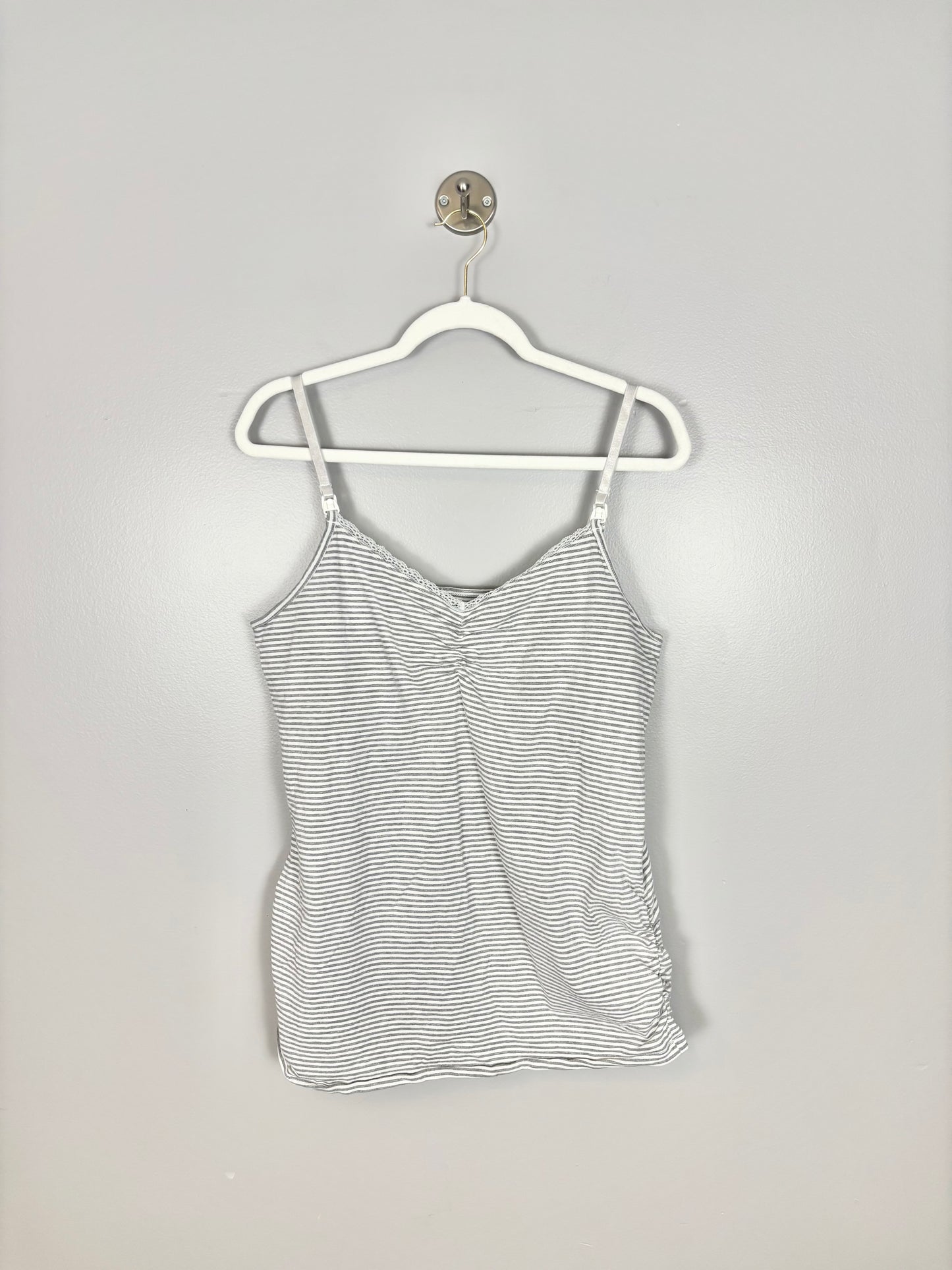 XL - Motherhood  Light Grey Stripe Nursing Tank
