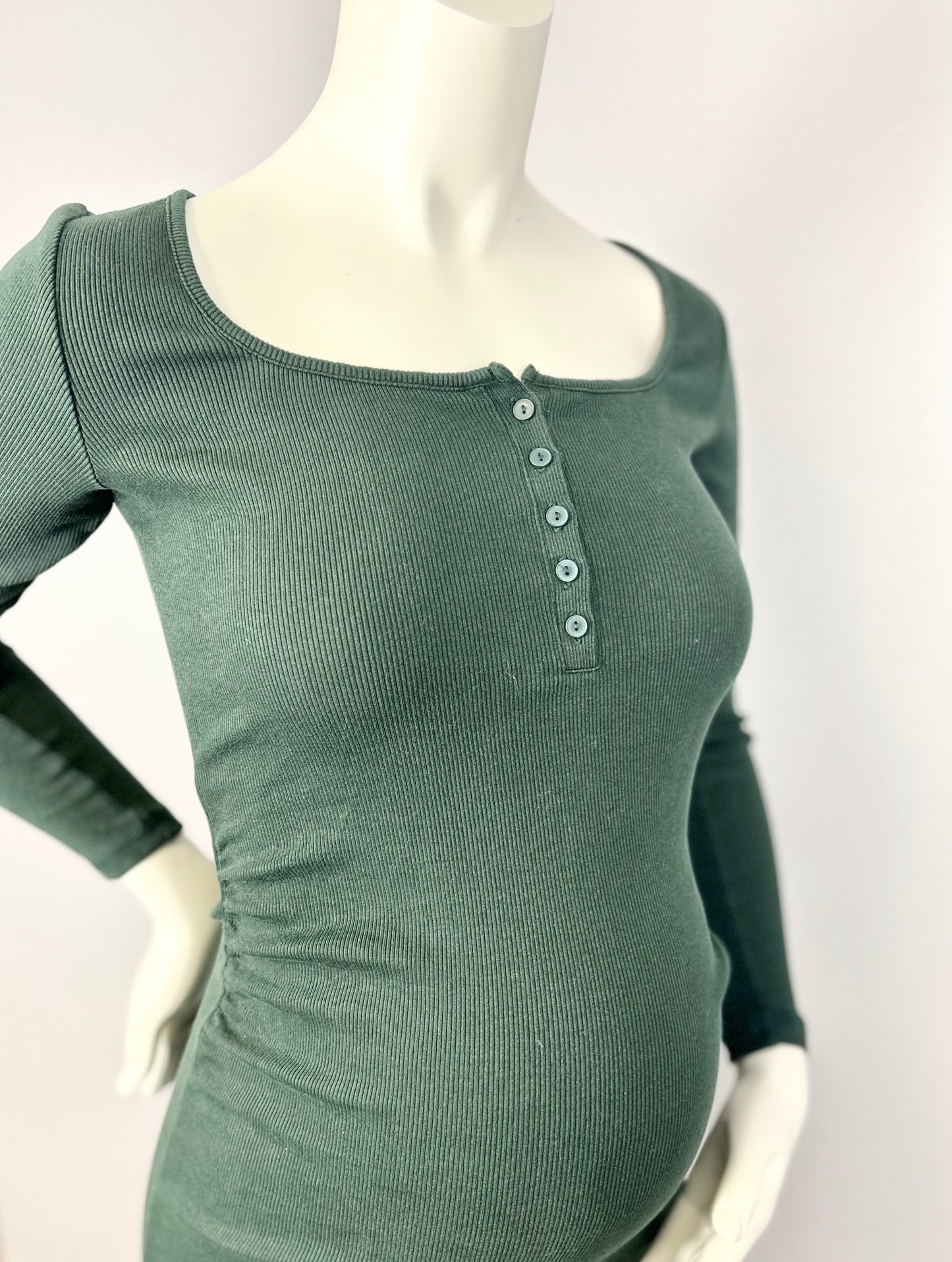 S - Old Navy Ribbed Pine Green Bodycon Dress