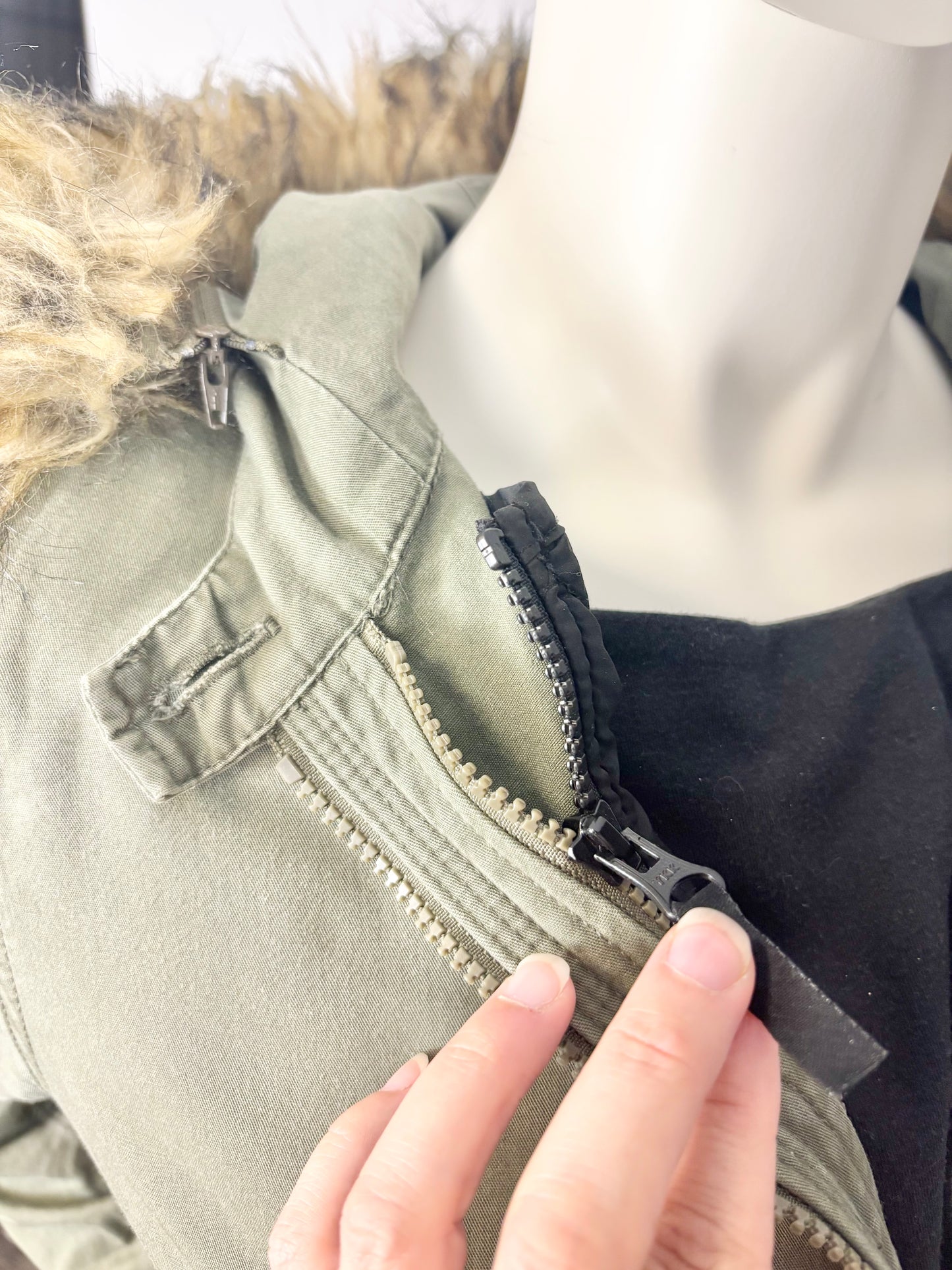 M - Thyme Olive Green Cargo Coat w/Insert