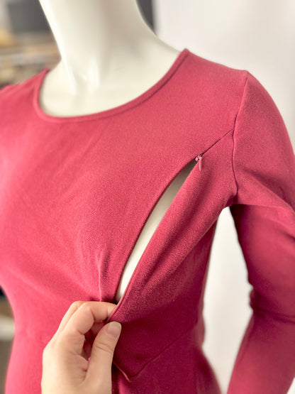 XL - Ella Bella Cranberry Nursing Dress