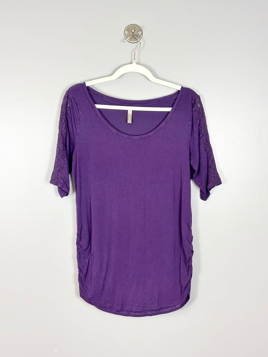 L - Thyme Purple Lace 3/4 Sleeve Shirt