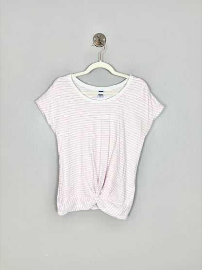 S - Old Navy White & Pink Striped Shirt