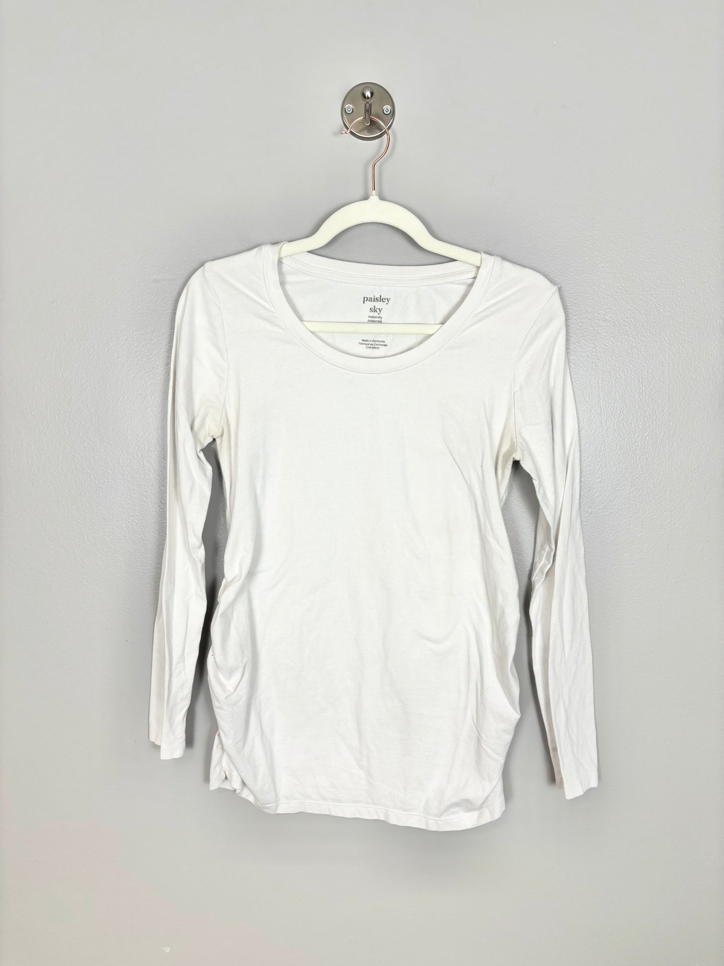 M - Paisley Sky Long Sleeve White Fitted Shirt