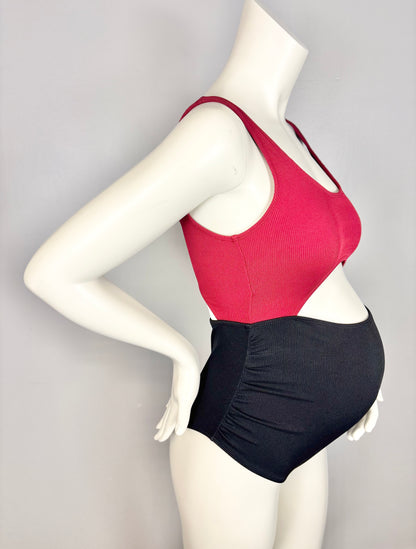 XS - Black & Red Peekaboo Bathing Suit