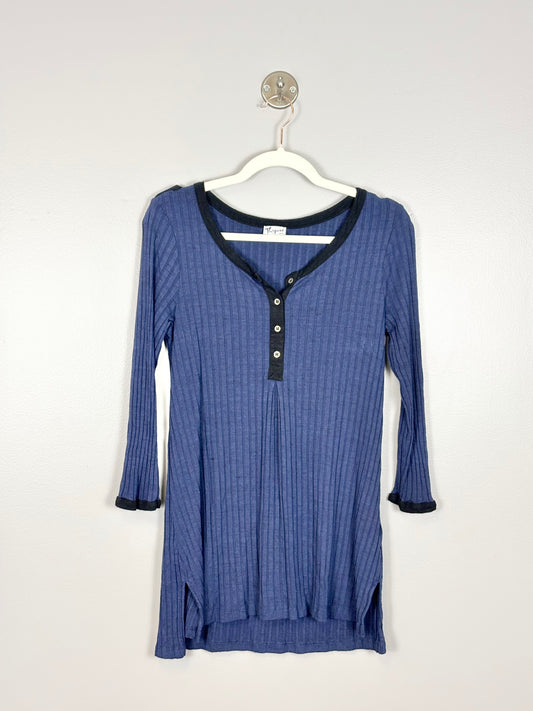 XS - Thyme Navy Ribbed Long Sleeve Tee
