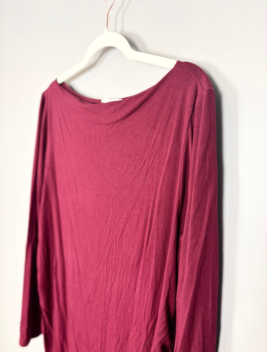 XL - Hello Miz Burgundy Fitted Long Sleeve Top