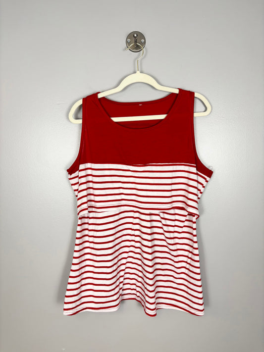 XL - Red Striped Nursing Tank