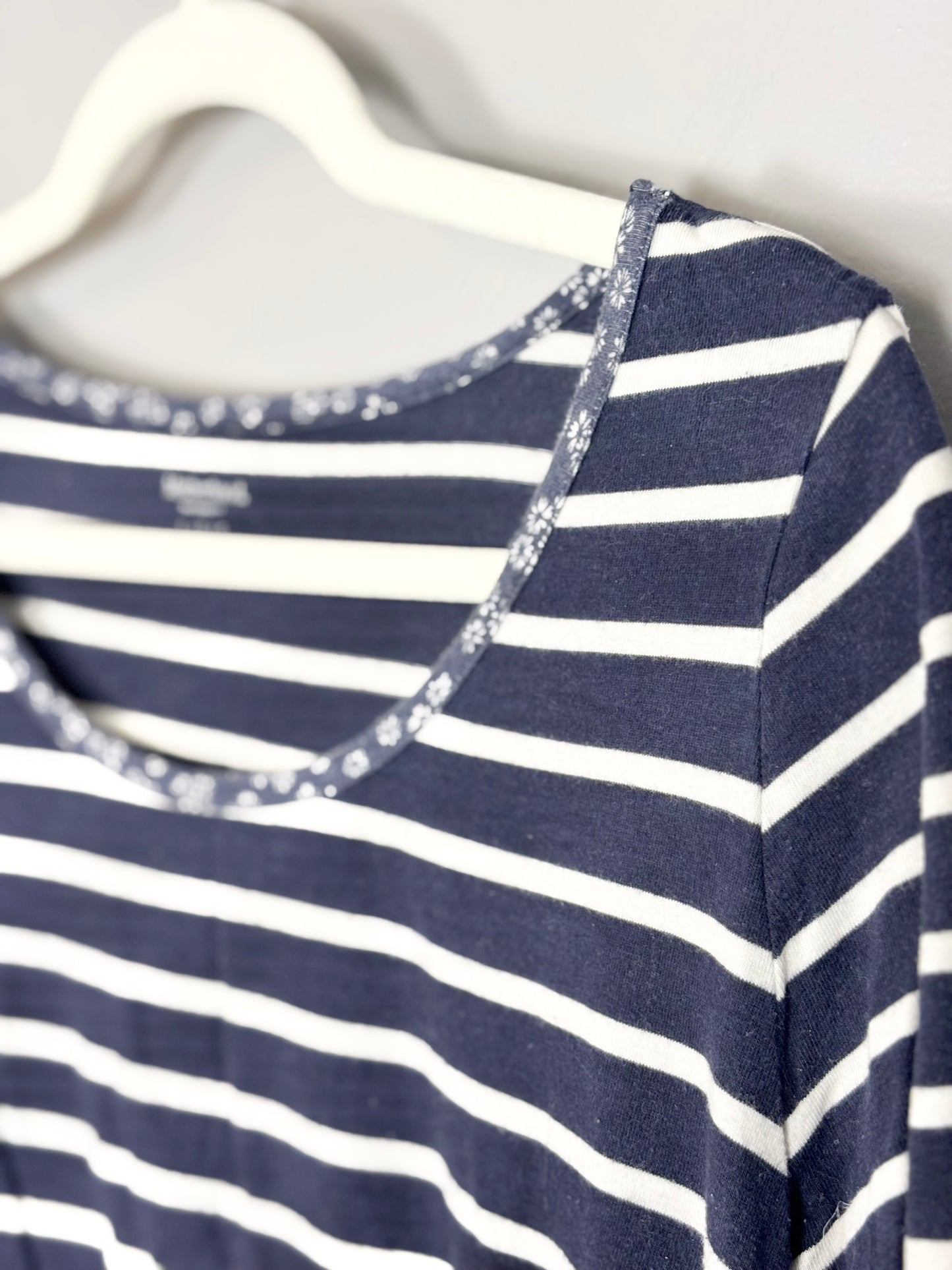 L - Motherhood Navy Stripe Long Sleeve Shirt