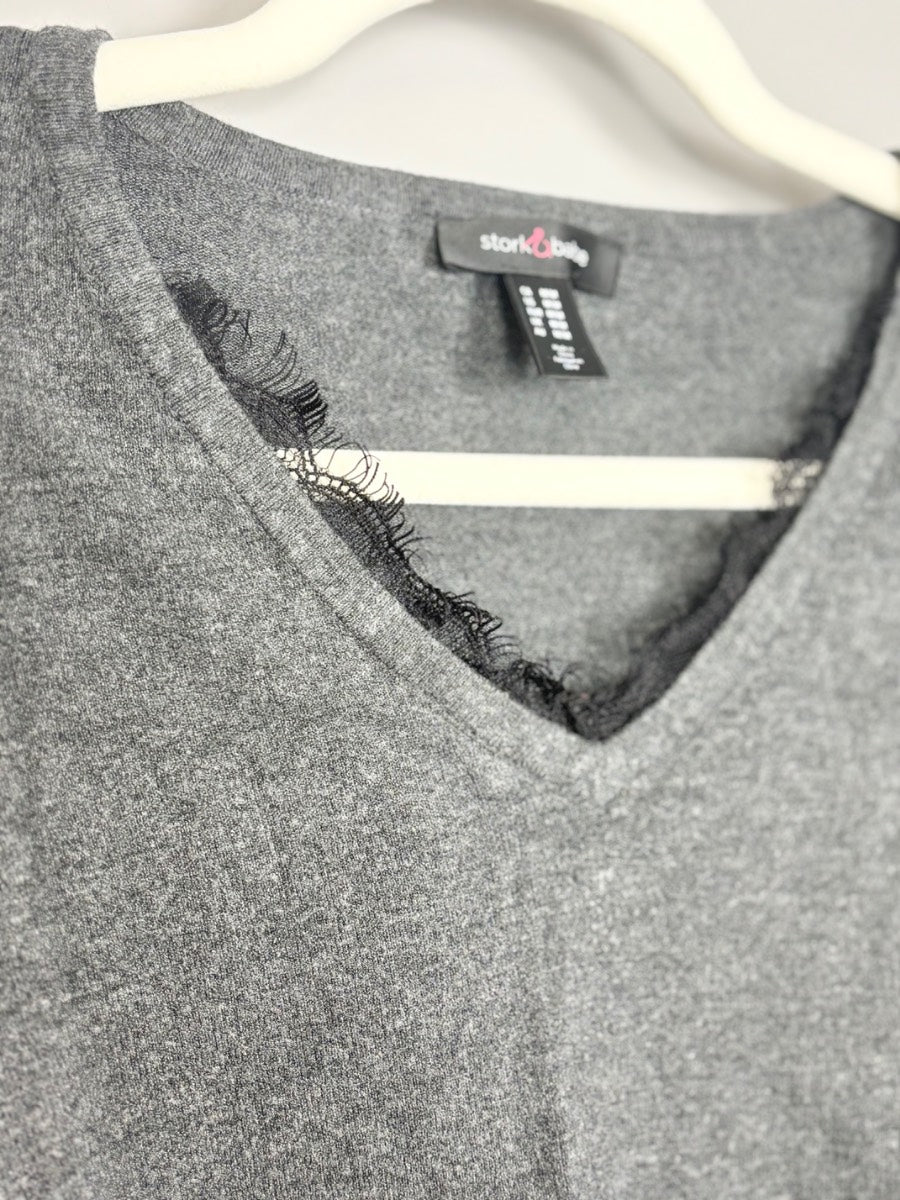 M - Stork & Babe Grey V-neck Sweater
