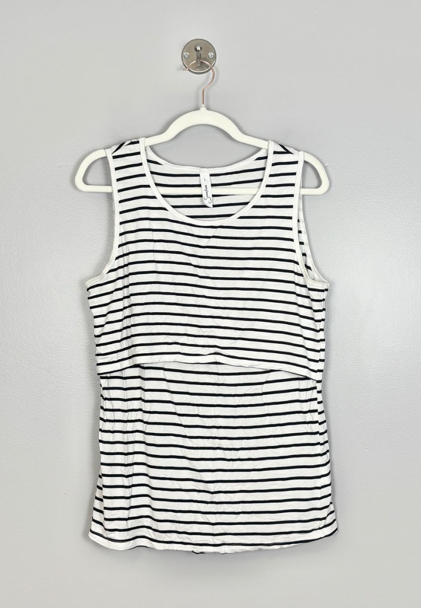 L - Sosolism Striped Nursing Tank