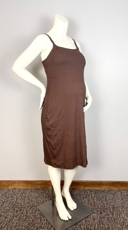 L - Embrace Chocolate Ribbed Nursing Slip Dress